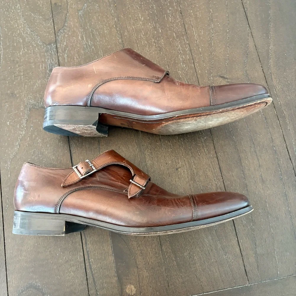 To Boot New York Grant Brown Calf Double Monkstrap Shoes Brown Size‎ 9.5